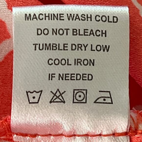 Tacera Tie Neck Blouse Womens Size XL Orange White Button Front Work Church - Picture 14 of 14